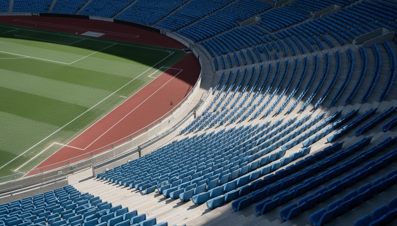 Empty stadium seating before a match